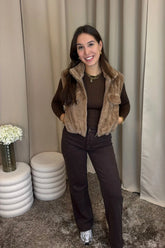 Faux Fur Bodywarmer Camel