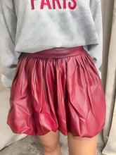 Elegant Bordeaux PU Skirt with a sleek faux leather finish