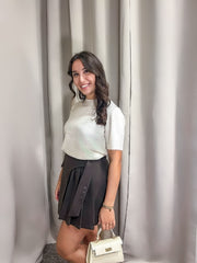 Chic and Versatile Suedine Skirt in Chocolate