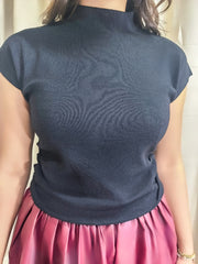 Close-up of the Knitted Top Black fabric texture