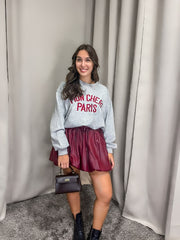 Trendy Bordeaux PU Skirt for a bold and confident lookTrendy Bordeaux PU Skirt for a bold and confident look