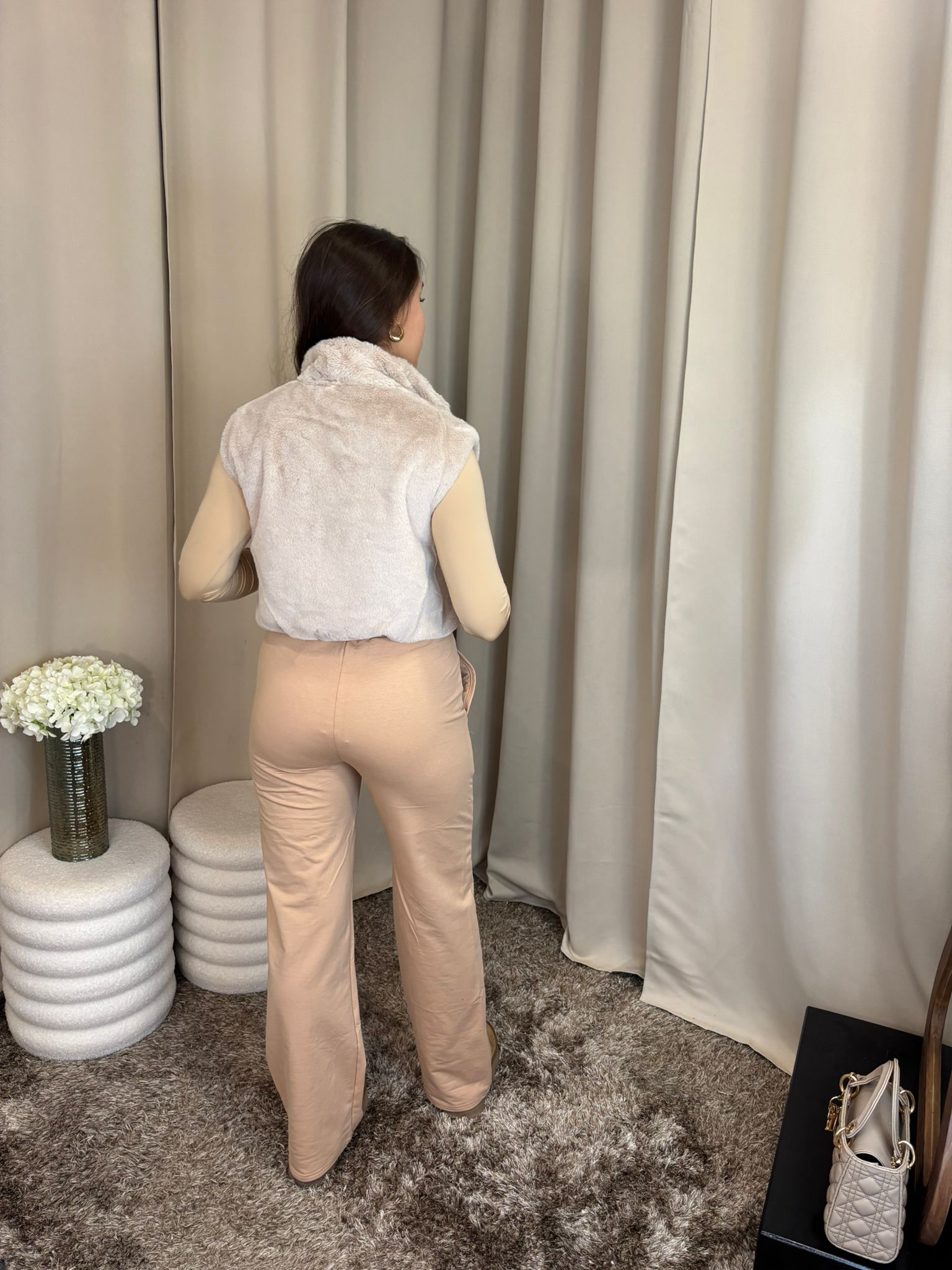 Faux Fur Bodywarmer Beige