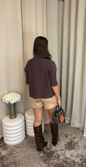 Beige Suedine Short