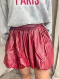 Elegant Bordeaux PU Skirt with a sleek faux leather finish